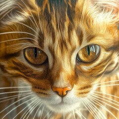 Hyperrealistic Closeup of a Cat's Face - Painting