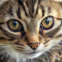 Hyperrealistic Closeup of a Cat's Face - Painting