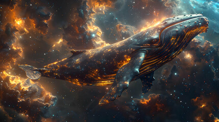 Whale in Space - 3D Illustration