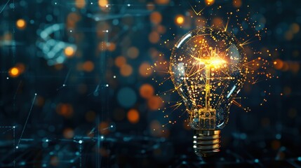 Light Bulb with Sparks Representing Innovation and Creativity