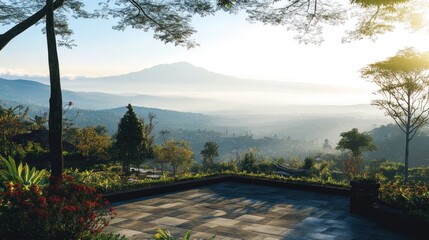 Serene Mountain View from a Patio