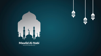 Obraz premium Happy Birthday of Prophet Muhammad. Milad un Nabi Mubarak Means Happy Birthday of Prophet Muhammad. Vector Illustration of Mawlid Celebration Design