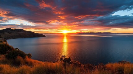 Breathtaking sunset from Lake Titicaca