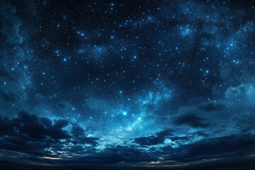 Starry night sky with clouds.. Panorama. Universe filled with stars, nebula and galaxy,. Elements of this image furnished , ai