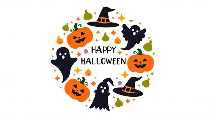 Flat halloween element collection on white background