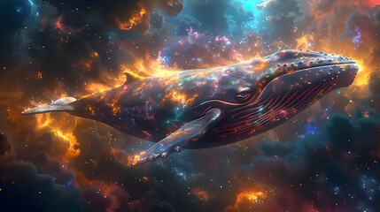 Cosmic Whale Illustration - A Magical and Mystical Creature of the Stars