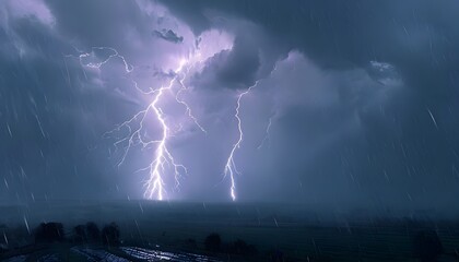 a scene of rain and thunder. Generative ai.