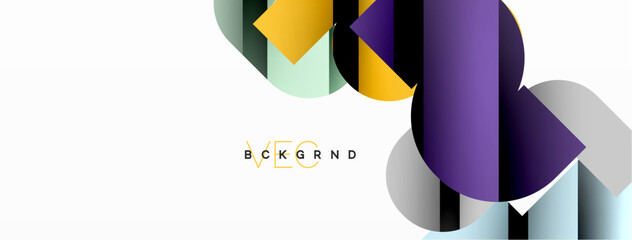 Colorful curve geometric shapes on white