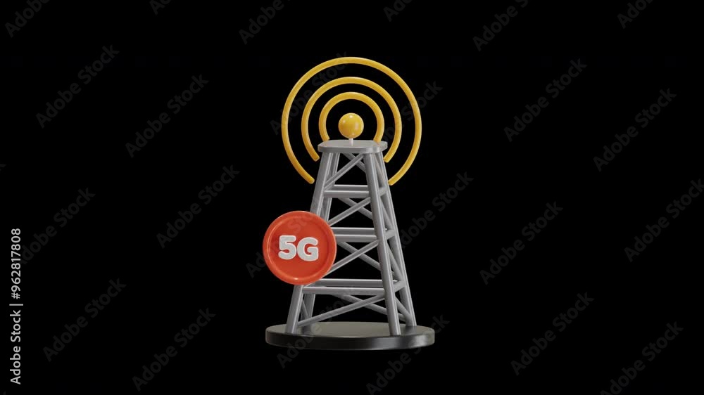 Poster 3d animation of 5g signal strength coverage | alpha channel