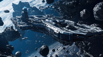 Spaceship  in Asteroid Field