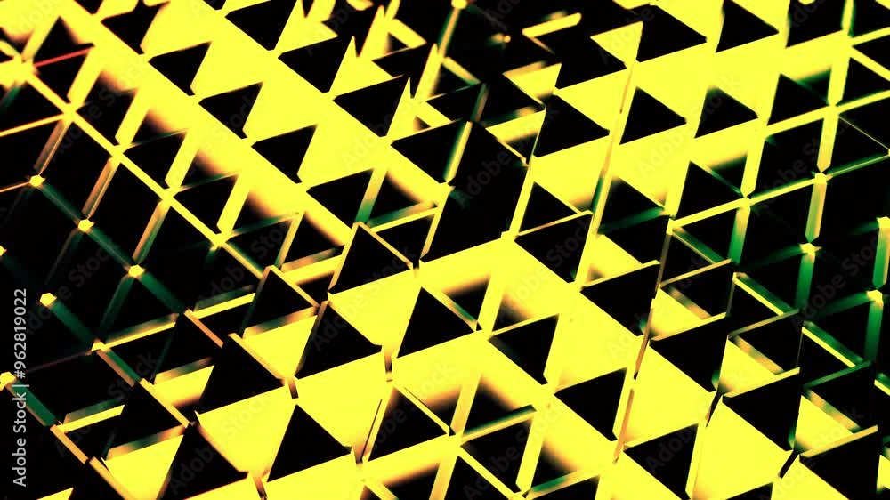 Poster an abstract geometric pattern displaying vibrant yellow and deep black tones together. design