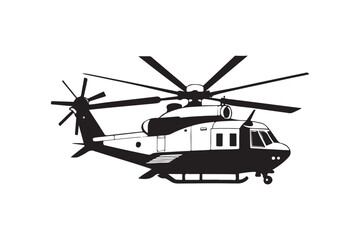 Helicopter  silhouette vector illustration, Helicopter silhouette vector, USA Helicopter silhouette