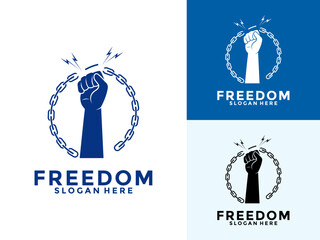 freedom logo vector design, break the chain logo icon template