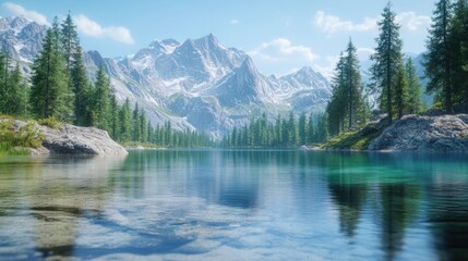 Obraz premium Serene Mountain Lake