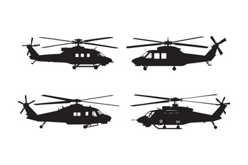 Helicopter  silhouette vector illustration, Helicopter silhouette vector, USA Helicopter silhouette