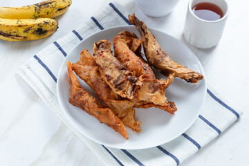 Pisang Aroma or Pisang Cokelat (Piscok), Indonesian traditional snack. Made of banana, chocolate and sugar wrapped in flour sheet. Perfect for recipe, article, catalogue, commercial. 