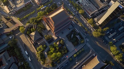 Immerse yourself in the tranquility of a picturesque landscape adorned with timeless traditional architecture and cultural symbols.