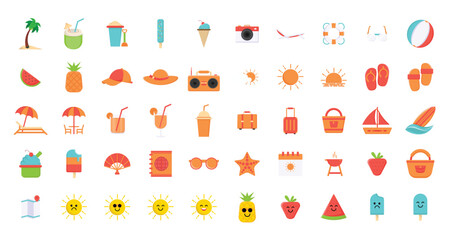 Beach set. Collection of summer vacation stuff