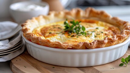 A classic French quiche Lorraine with a flaky crust and savory custard filling.