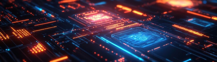 Fototapeta premium Cybersecurity audit interface, holographic security layers, glowing data patterns, advanced threat assessment