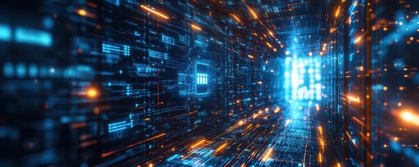 Holographic cybersecurity assessment, glowing data protection systems, AI-driven security analysis, futuristic visuals