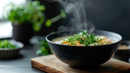 A steaming bowl of lychee and coconut milk soup, a sweet and comforting dessert.