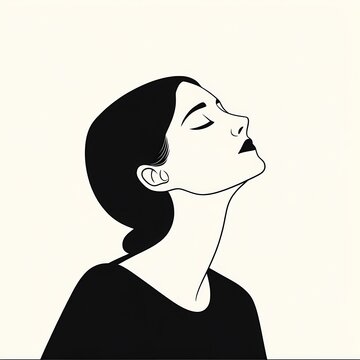 recommend clip art: Minimalist line art illustration of a woman with closed eyes looking up.
