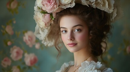 Naklejka premium A woman wearing a white dress and a flower crown