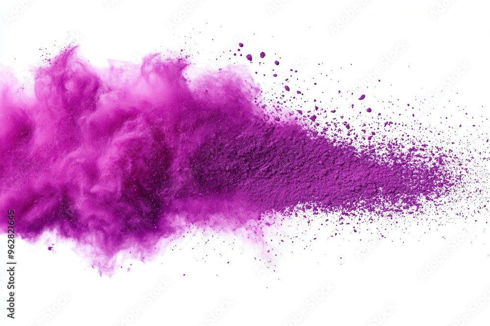 Poster capture the striking splash of violet dust on a light canvas in a captivating visual that provides p