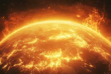 Clean Design of Planet with Heatwaves and Space for Text