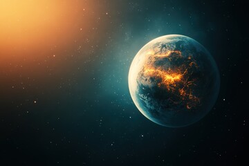 Fototapeta premium Clean Design of Planet with Heatwaves and Space for Text