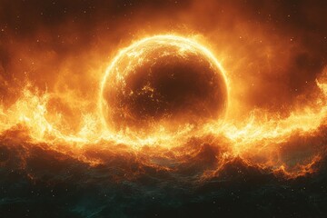 Obraz premium Clean Design of Planet with Heatwaves and Space for Text