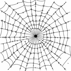 Obraz premium A detailed illustration of a spiderweb with a central hub and radiating lines.
