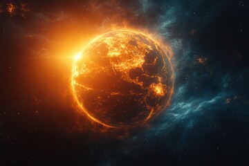 Obraz premium Clean Design of Planet with Heatwaves and Space for Text