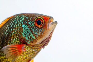 Mystic portrait of Kissing Gourami Fish in studio, isolated on white background