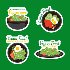Vegan Day Label Flat Cartoon Hand Drawn Templates Background Illustration
