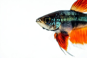 Fototapeta premium Mystic portrait of Guppy Fish in studio, isolated on white background