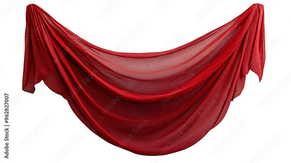 Poster floating red fabric isolated on transparent background. design element, abstract background. generat