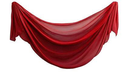 Floating red fabric isolated on transparent background. Design element, abstract background. Generative AI