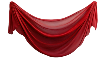 Floating red fabric isolated on transparent background. Design element, abstract background. Generative AI