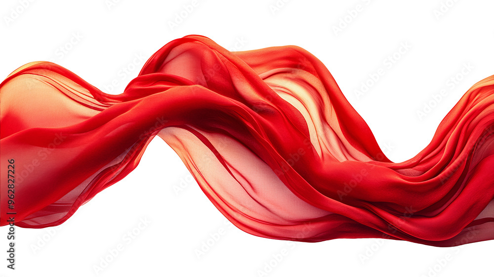 Poster floating red fabric isolated on transparent background. design element, abstract background. generat