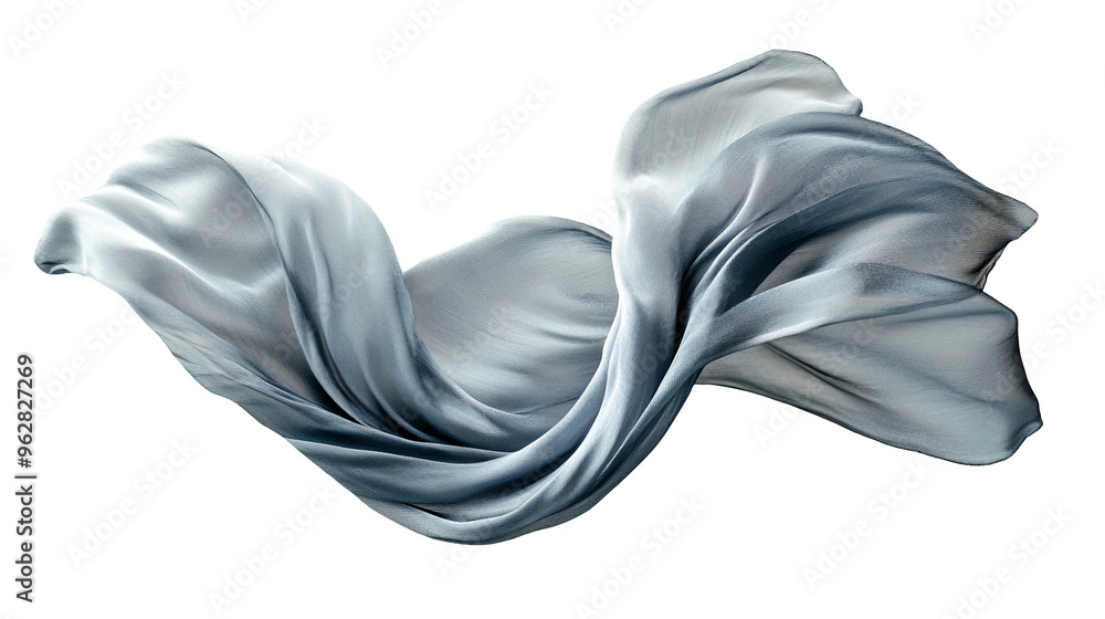Poster floating gray fabric isolated on transparent background. design element, abstract background. genera