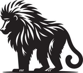Baboon Monkey animal Silhouette isolated on white background
