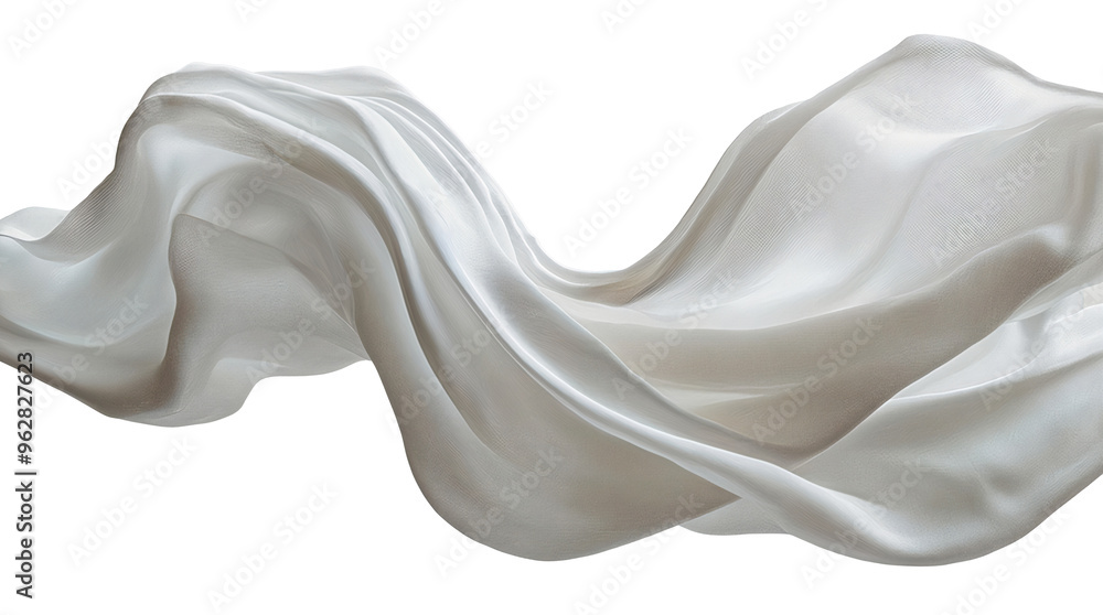 Poster floating white fabric isolated on transparent background. design element, abstract background. gener