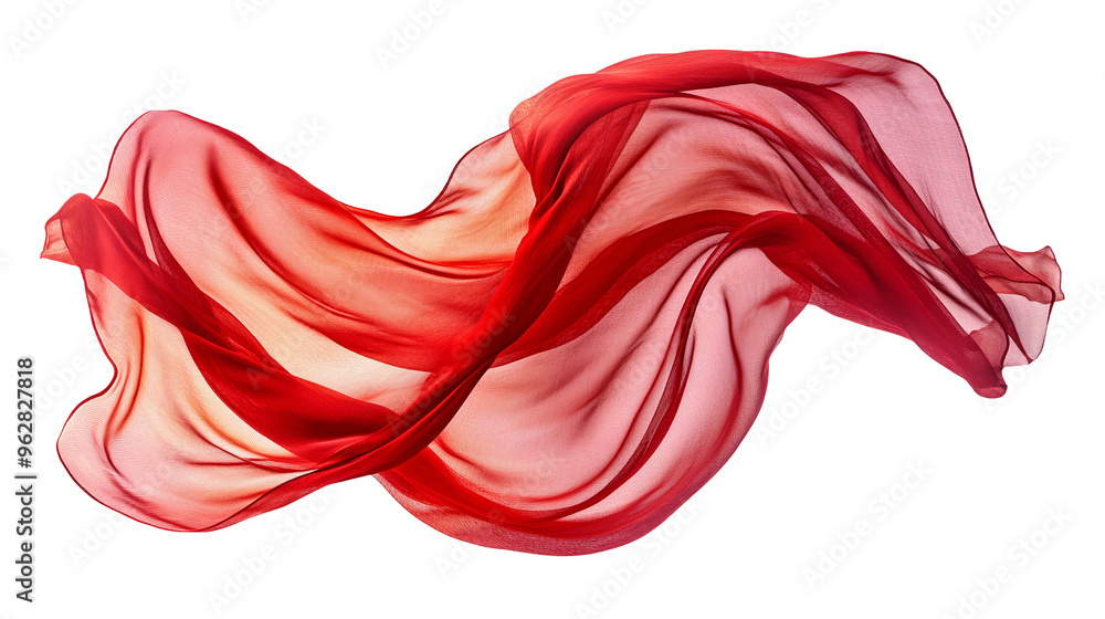 Poster floating red fabric isolated on transparent background. design element, abstract background. generat