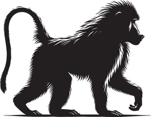 Baboon Monkey animal Silhouette isolated on white background