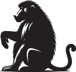 Baboon Monkey animal Silhouette isolated on white background
