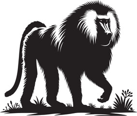 Fototapeta premium Baboon Monkey animal Silhouette isolated on white background