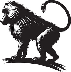 Baboon Monkey animal Silhouette isolated on white background