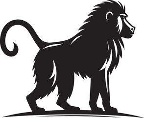 Baboon Monkey animal Silhouette isolated on white background